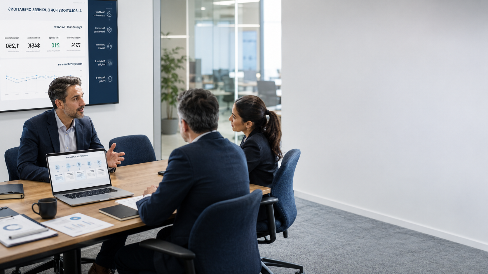 Business owners learning about Private AI at a professional consultation booth
